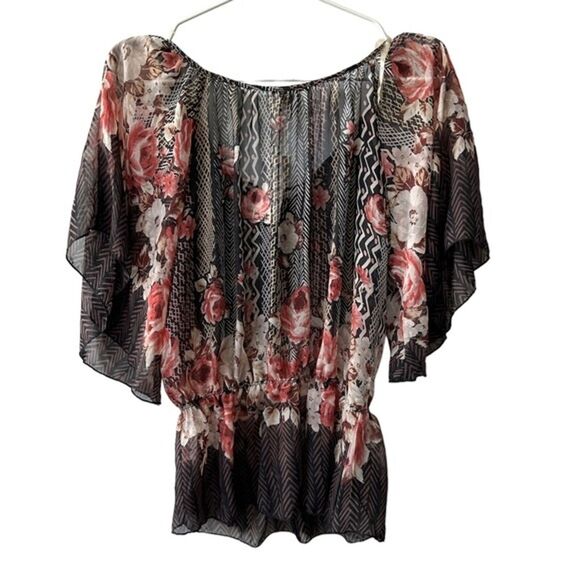 Bar III Floral Kimono Peasant Blouse size Small - Picture 2 of 11